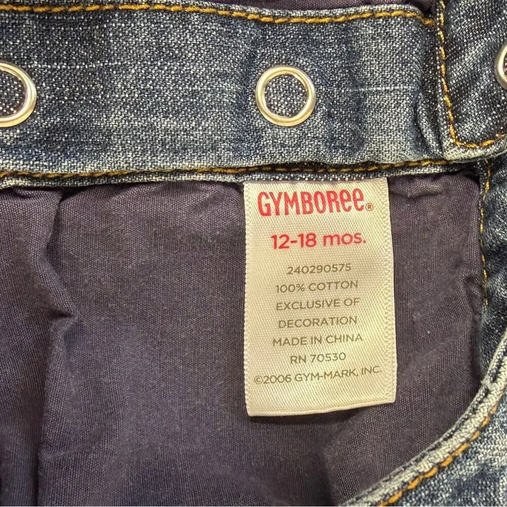 Gymboree Harvest Leaves embroidered denim overalls 2006 Size 12-18 months